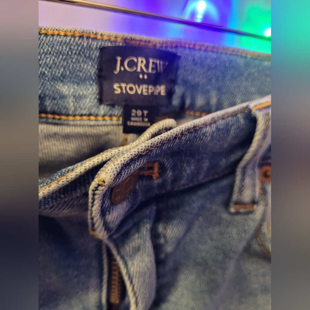 J. Crew Stretch Denim Jeans Womens Size 29 Tall Stovepipe Raw Hem 30" Inseam - Picture 4 of 9
